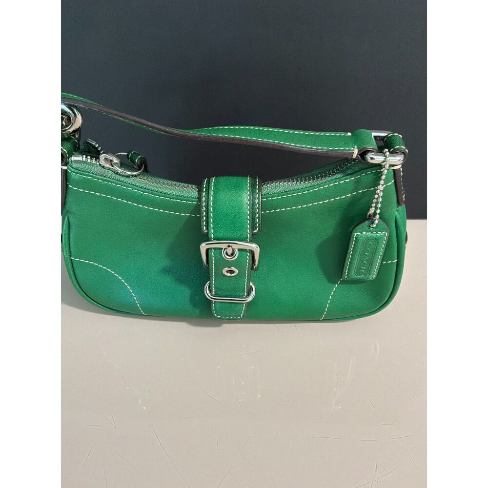 Coach Y2K Vintage 7542 Hamptons Mini Demi Soho Bag Kelly Green Leather Buckle